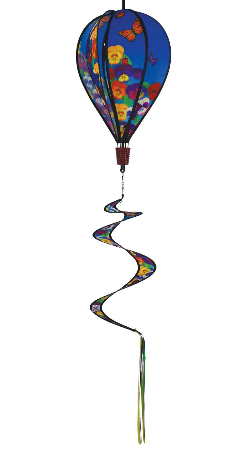 In the Breeze 0988 Spring Pansies Hot Air Balloon Wind Spinner-Outdoor Hanging Decoration - Image 1
